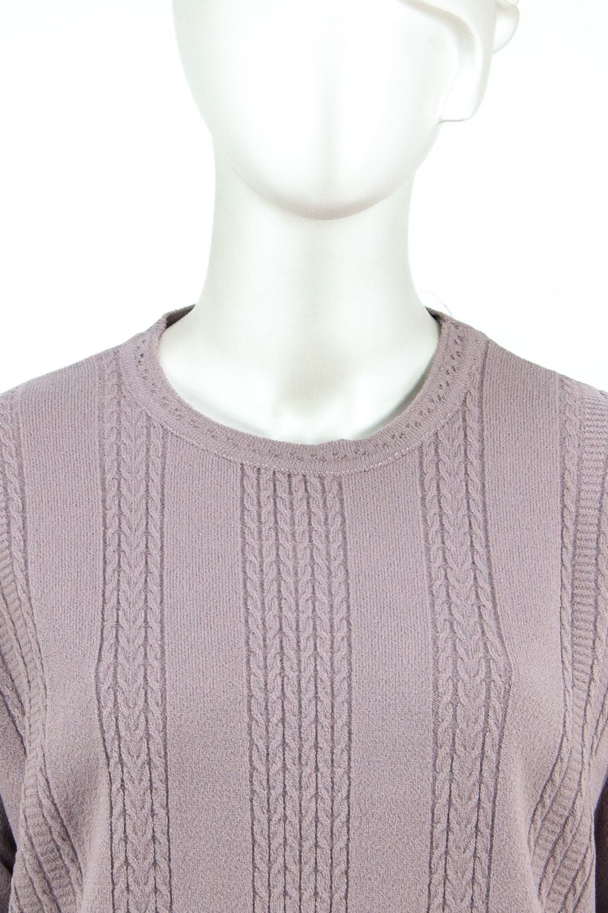 Kadın Kışlık Kendinden Motifli Yuvarlak Yaka Likralı Pamuklu Kardelen Dokuma Anne Kazak